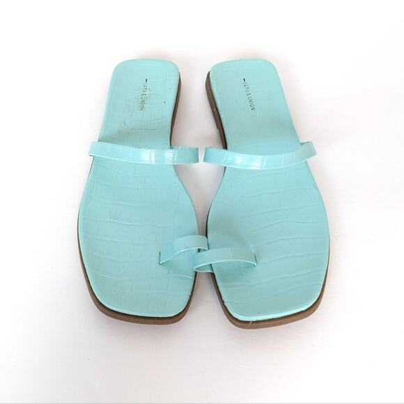14th & Union Womens Shoes Cece Light Blue Croco Flat Sandals Size 7.5 - Picture 4 of 9